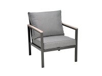 bellavista - Home&Garden® Rialto Dining Lounge Set 6-teilig, Aluminium anthrazit, Holzoptik, Polster hellgrau, Tisch 160×84 cm